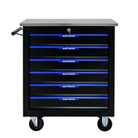 6 Drawers Multifunctional Tool Cart With Wheels Black Blue Black Blue Steel