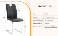 Black Pu Dining Chair Set.Uniquely Designed Black Dining Chairs. Pu Material, Paired With Silver Metal Chair Legs. Suitable For Offices, Restaurants, Kitchens, Conference Rooms, Etc. Set Of 6 Black