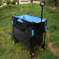 Big Large Capacity Folding Cart Extra Long Extender Wagon Cart Folding Wagon Garden Shopping Beach Cart Black Blue Black Garden & Outdoor Iron,Oxford Fabric