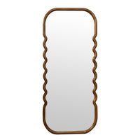 31.4X1.4X74" Oversized Wooden Floor Mirror With Unique Brown Frame Brown Pine
