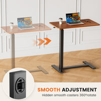 Adjustable Mobile Bed Desk, Computer Desk, Mobile Standing Desk, Lifting Desk, Desk, Brown Brown Metal & Wood