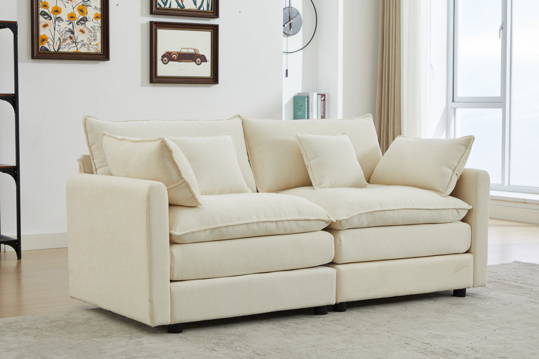 Modular Sectional Sofa, 2 Seater Sofa, Modern L Shaped Sofa For Living Room Bedroom Apartment White Chenille 2 Seat