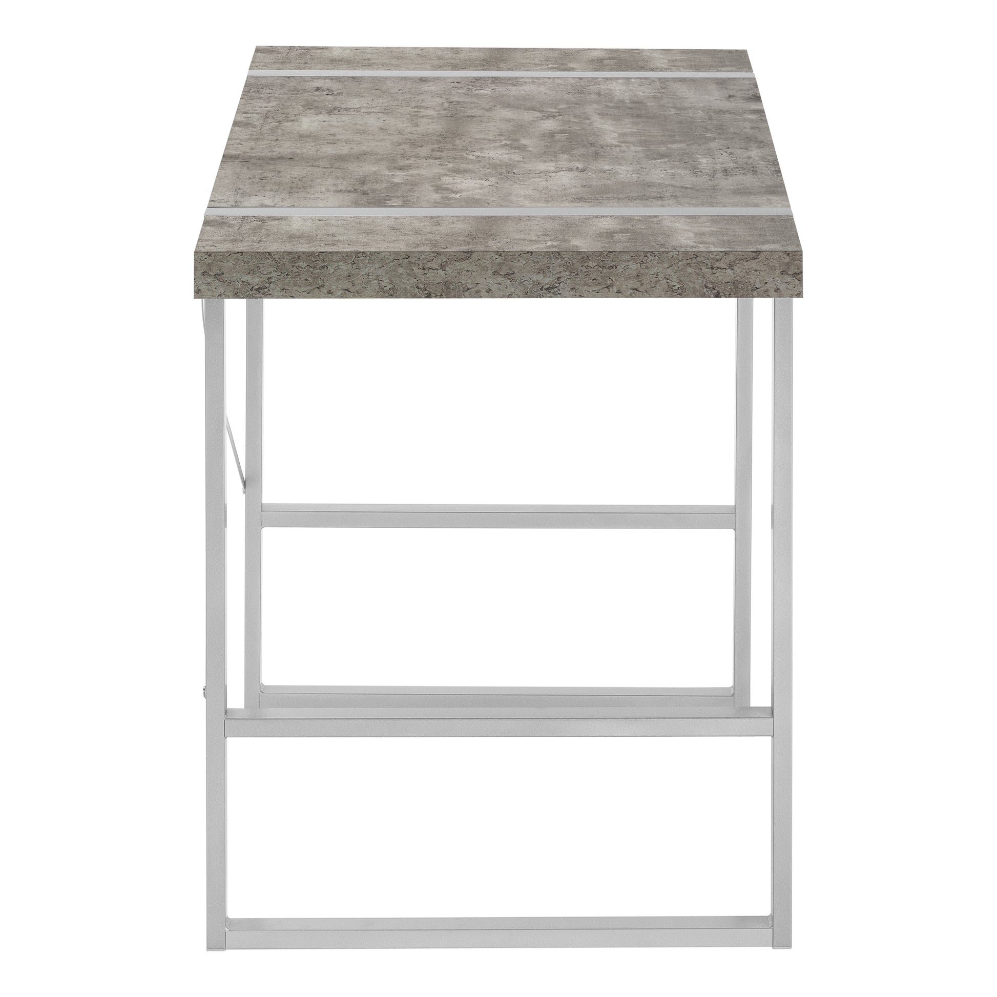 Computer Desk, Home Office, Laptop, 48"L, Work, Grey Concrete Laminate, Grey Metal, Contemporary, Modern Grey Particle Board