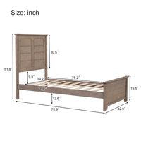 Farmhouse Wooden Platform Twin Size Bed With Panel Design Headboard And Footboard For Teenager, Ash Brown Twin Ash Brown Pine