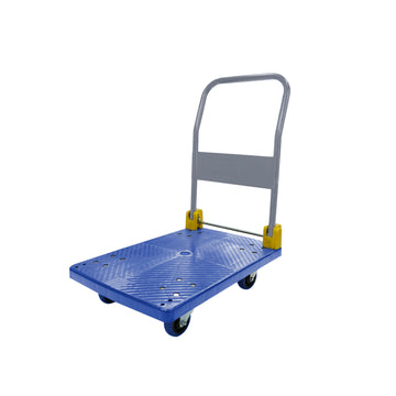 Foldable Platform Push Hand Truck Cart, 440 Lbs. Weight Capacity Blue Metal