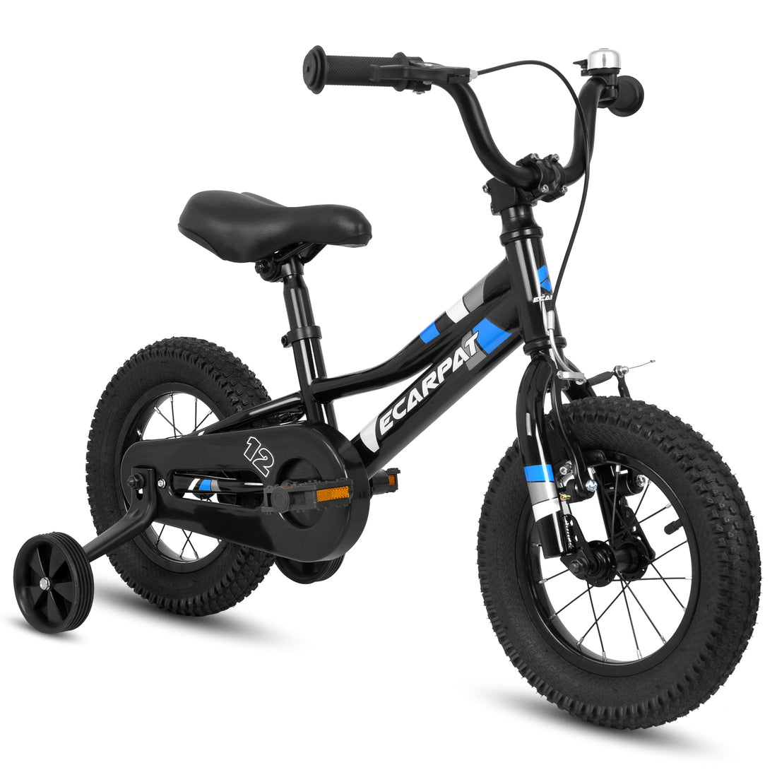A12117 Ecarpat Kids' Bike 12 Inch Wheels, 1 Speed Boys Girls Child Bicycles For 2 3 Years, With Removable Training Wheels Baby Toys, Front V Brake, Rear Holding Brake Black Polyurethane Foam 3 To 4 Years Carbon Steel Outdoor