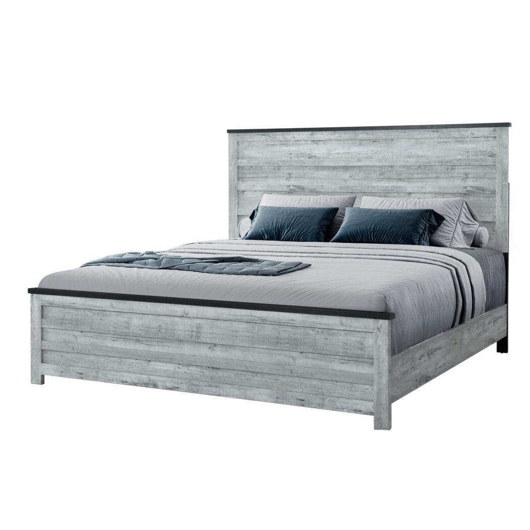 Kicks Grey Wash Full Bed Gray Wash Solid Wood Mdf