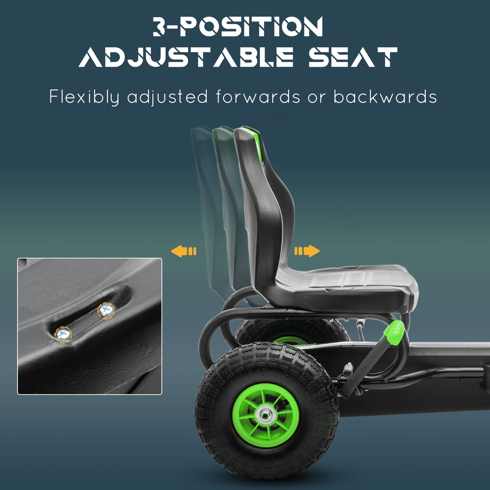 Aosom Kids Pedal Go Kart Ride On Toy With Ergonomic Comfort, Pedal Car With Tough, Wear Resistant Tread, Go Cart Kids Car For Boys & Girls With Suspension System, Safety Hand Brake, Ages 5 12, Green Green Plastic