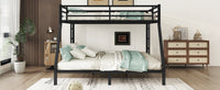 Metal Queen Over King Bunk Bed For Teens And Adults,Space Saving Noise Reduced No Box Spring Needed, Black Black Metal