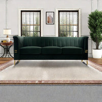 Fx P82 Gr Sofa 82.67'' W Velvet Sofa, Mid Century Sofa Furniture Chesterfield Couch For Living Room Sofa, Green Green Velvet 3 Seat