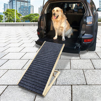 Dog Ramp For Bed, Extra Wide Excellent Traction, Pet Ramp For Small Large Dogs To Get On Couch Car, Non Slip Rubber Surface, 17" Wide Hold Up To 200Lb, Adjustable, Foldable Natural Wood Solid Wood