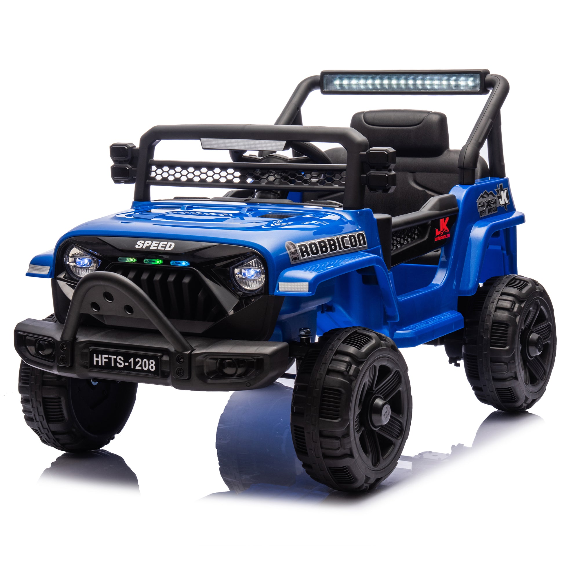 12V Kids Ride On Electric Truck Car W Parents Control,2Wd,Four Wheel Suspension,Early Education Function,Adjustable Volume,Usb,Mp3,Bluetooth,Microphone Jack,Power Display,Led Lights For Kids Aged 3. Blue Polypropylene