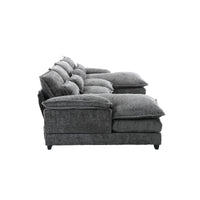 United We Win Modern Large Chenille Fabric U Shape Sectional Sofa,Strong Support For Up To 500 Pounds, Filled With High Quality High Density Sponge And High Quality Memory Foam Gray Chenille 4 Seat