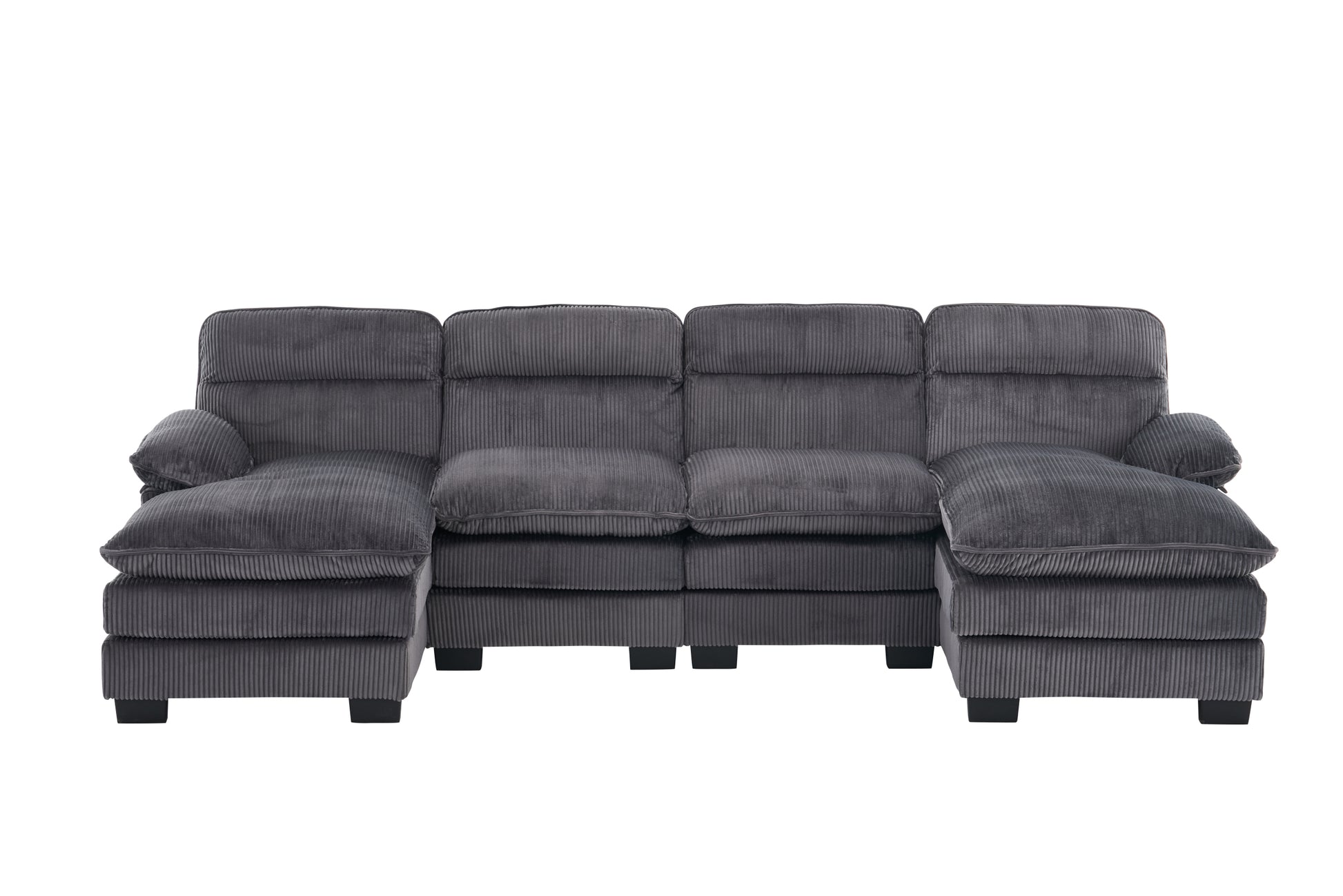 U Shaped Profile Sofa, Including Two Single Seats And Two Chaise, Modular Sofa, Corduroy Sofa Grey Foam Corduroy 4 Seat