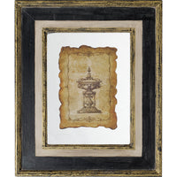 18X22" Lucian Framed Antiqued Sculpture Print Multicolor Wood