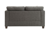 Light Charcoal Loveseat With 4 Pillows Grey Linen Wood Primary Living Space Loose Back Flared Arms Wood Fabric