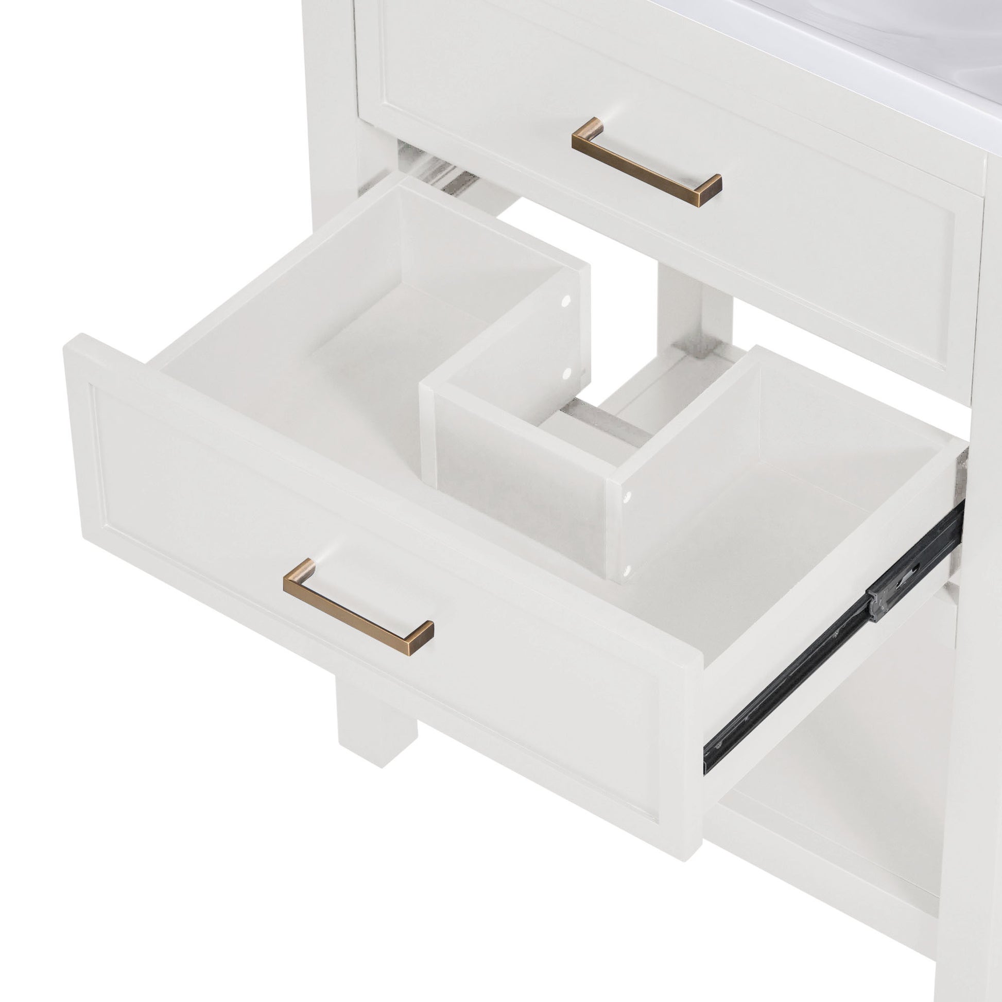 24'' Bathroom Vanity With Top Sink, Modern Bathroom Storage Cabinet With 2 Drawers, Single Sink Bathroom Vanity 2 White 1 Adjustable Hinges Bathroom Freestanding Mdf Painted