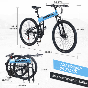 29" Folding Mountain Bike ,Suspension Fork,Aluminium Alloy Frame 21Speed Mountain Bike Cycling Blue Garden & Outdoor Aluminium Alloy