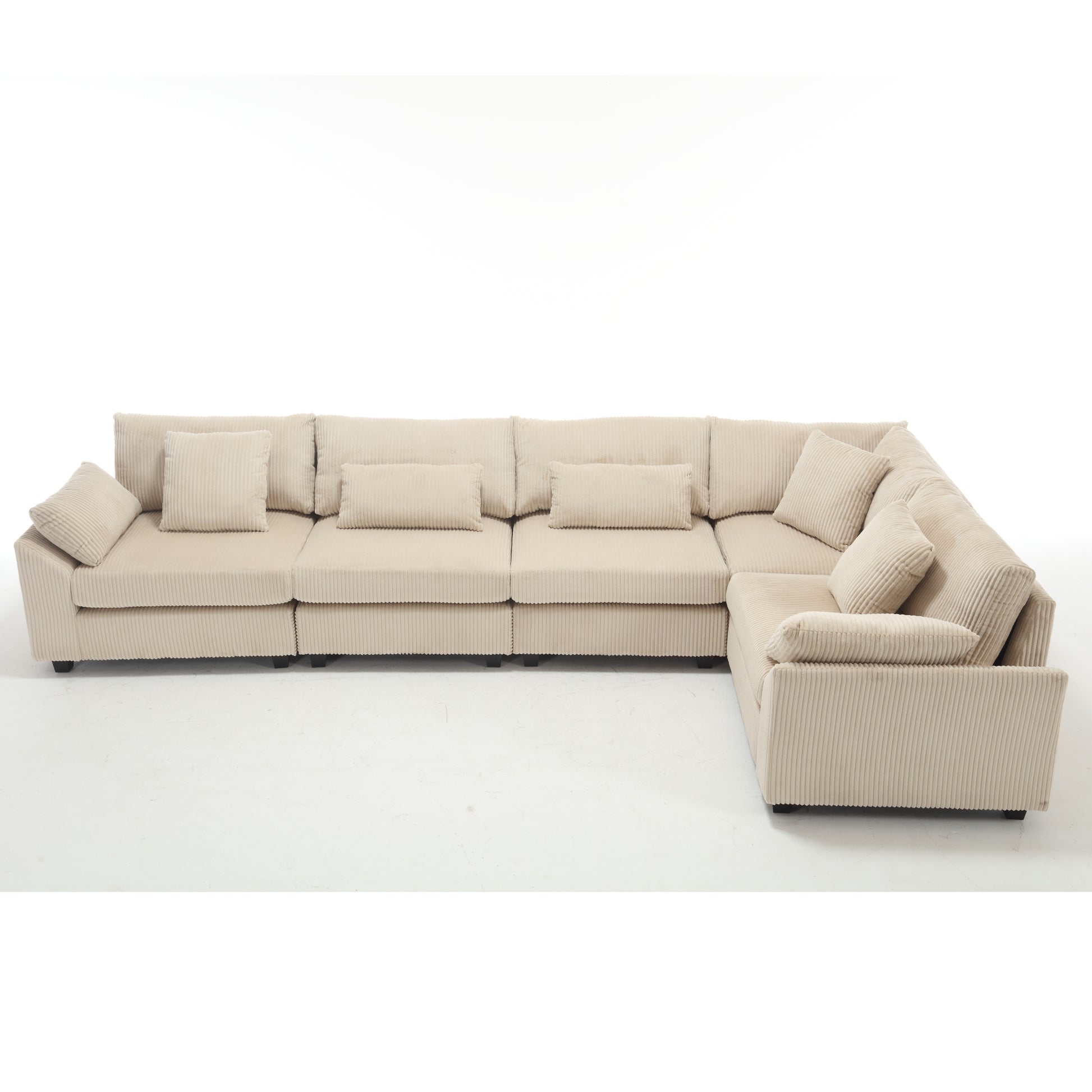 Arrival Oversized Modular Sectional Sofa, Convertible Sectional Sofa, Corduroy For Living Room, Beige Beige Fabric 5 Seat