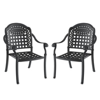 Cast Aluminum Patio Dining Chair 2Pcs With Black Frame And Cushions In Random Colors Yes Complete Patio Set Black Rust Resistant Frame Water Resistant Cushion Garden & Outdoor Complete Patio Sets Aluminium