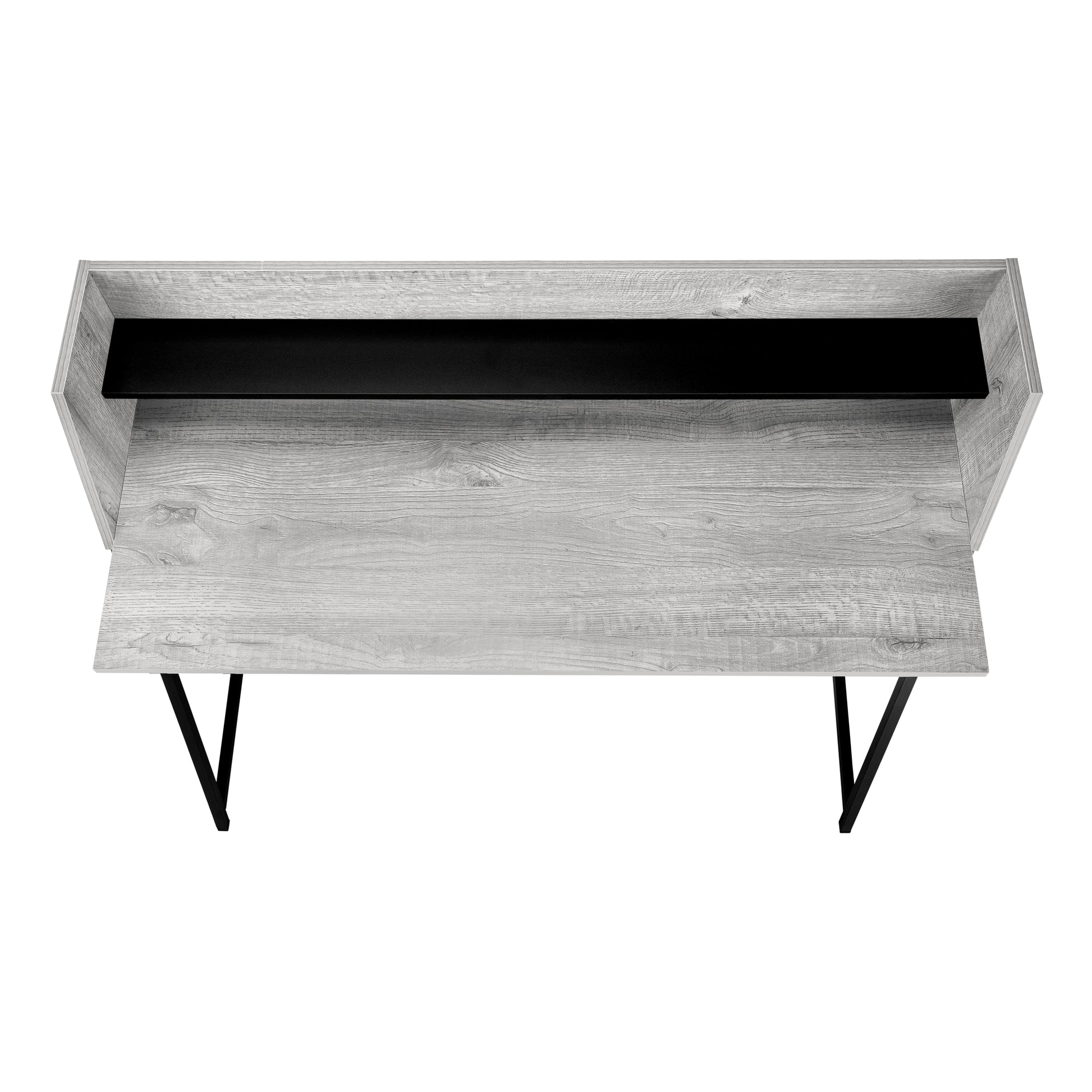 Computer Desk, Home Office, Laptop, Storage Shelves, 48"L, Work, Grey Laminate, Black Metal, Contemporary, Modern Grey Particle Board