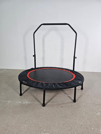 48" Foldable Mini Trampoline Max Load 300Lbs, Fitness Rebounder With Adjustable Foam Handle, Exercise Trampoline For Adults Indoor Garden Workout Black Abs Steel Q235