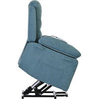 Massage Recliner,Power Lift Chair For Elderly With Adjustable Massage And Heating Function,Recliner Chair With Infinite Position And Side Pocket For Living Room ,Blue Blue Foam Linen