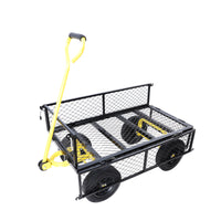 Black Yellow Solid Wheels Wagon Cart Solid Wheels Tools Cart Wagon Cart Garden Cart Trucks Make It Easier To Transport Firewood Black Metal