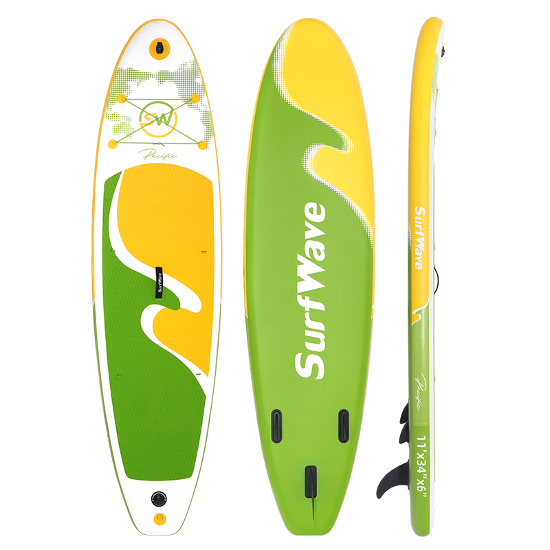 Inflatable Stand Up Paddle Board 11'X34"X6" With Accessories Water Sports Light Green Multi Anti Slip Garden & Outdoor American Design,Beach Multifunctional Pvc