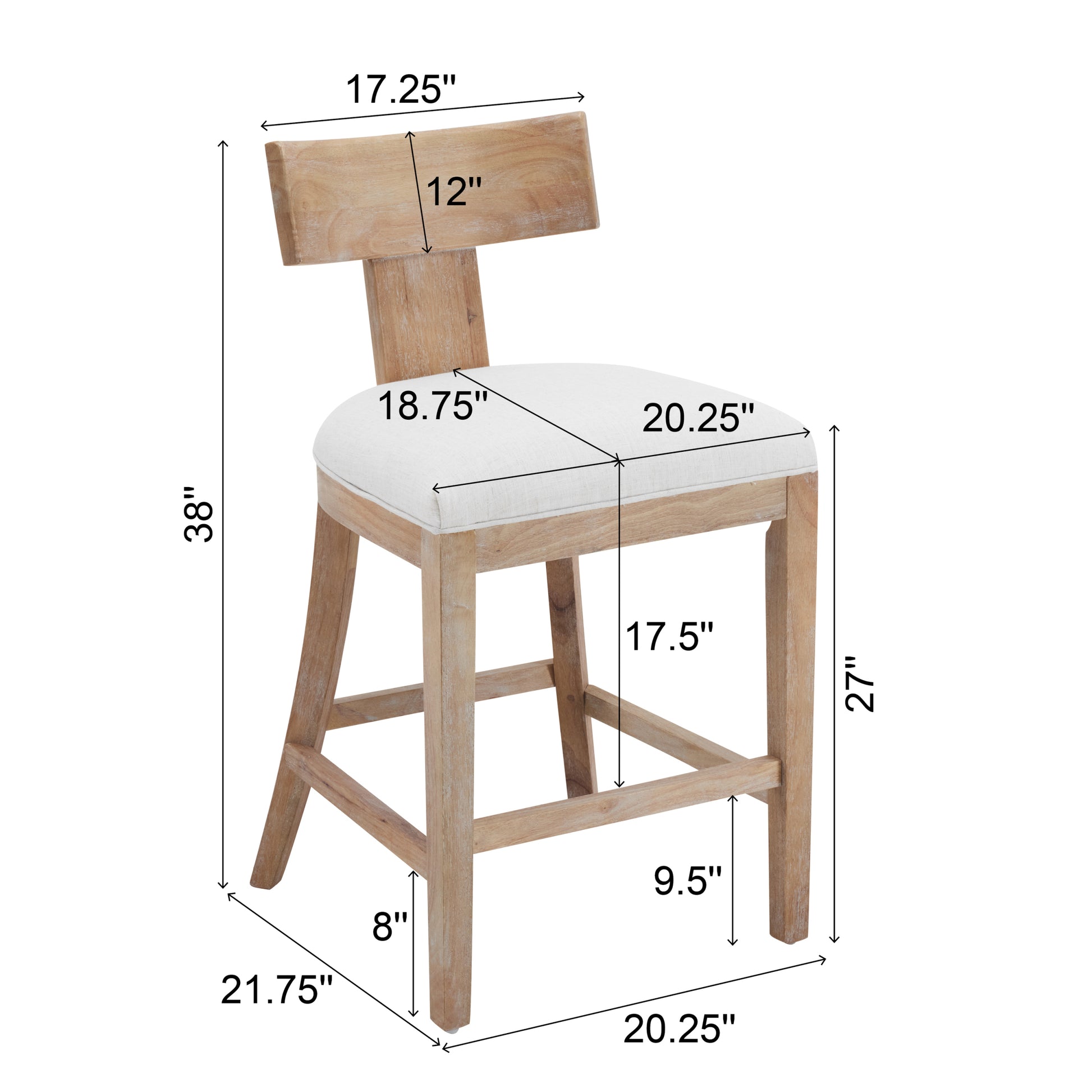 27" Counter Stools Set Of 2, Upholstered Counter Height Bar Stools With Solid Rubber Wood Frame, Backrest, Footrest, Armless Barstools For Home Bar, Kitchen Counter, Beige & Natural Beige Natural Foam Set Of 2 Fabric