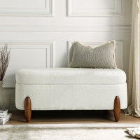 Ottoman Bench With Storage And Seat Cushion, Made Of Looped Gauze Material, Suitable For Bedrooms, Living Rooms, And Entrance Passages Beige 42.5"*20.5"*18.5" Beige Foam