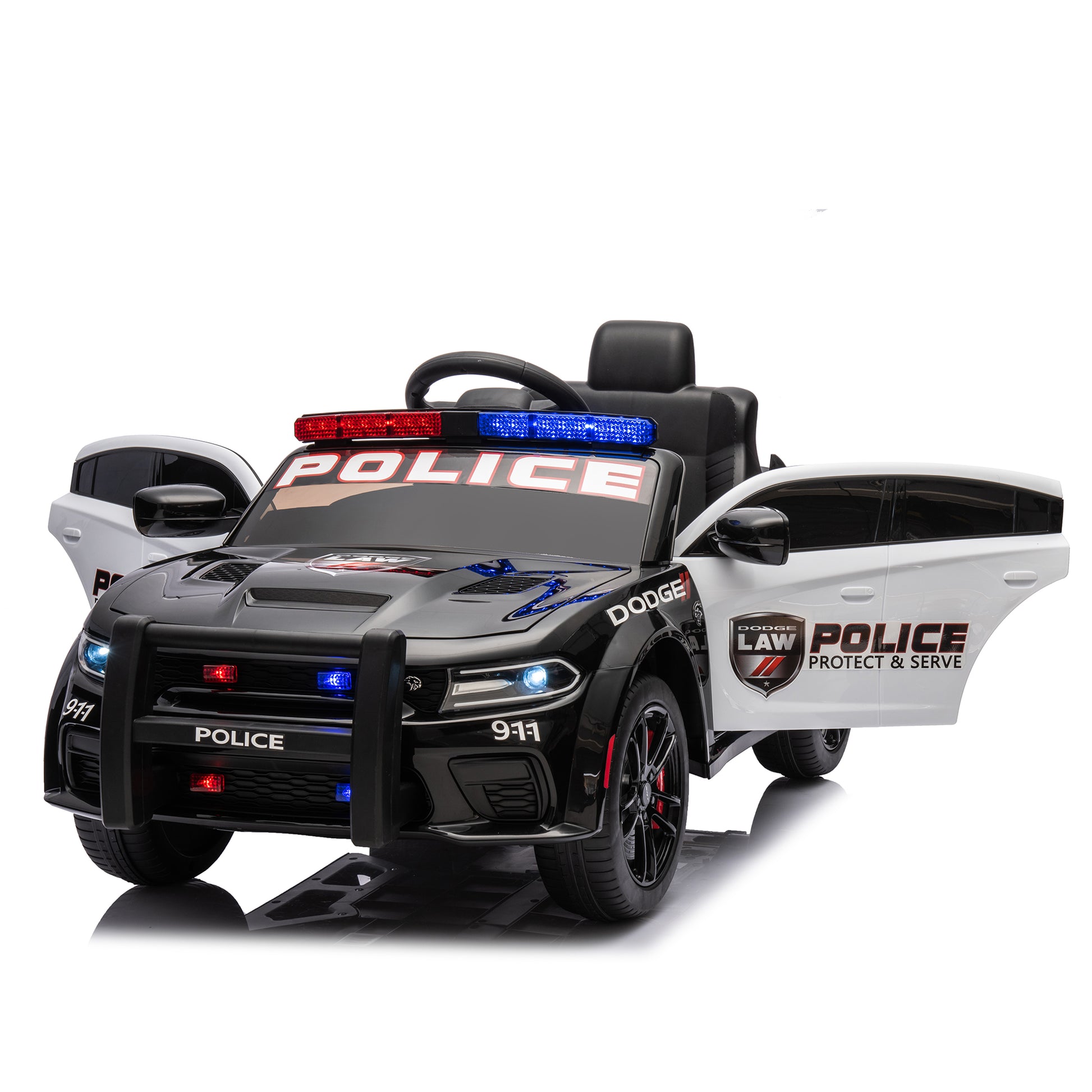 Licensed Dodge Charger,12V Kids Ride On Police Car W Parents Remote Control,Anti Collision Bar,Front& Top Alarm Light Design,Police Car Sticker,Megaphone,Three Speed,Slow Start,Four Wheel