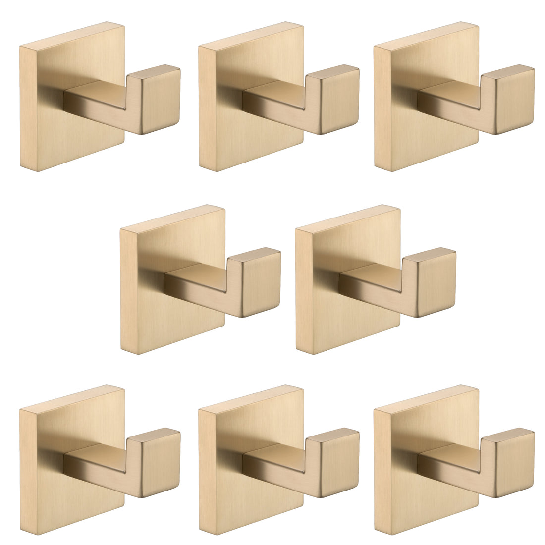 8 Pack Wall Mounted Stainless Steel Bathroom Towel Hooks Coat Hooks For Bathroom, Bedroom, Kitchen Brushed Gold Stainless Steel