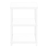Accent Table, Side, End, Nightstand, Lamp, Living Room, Bedroom, White Laminate, White Metal, Contemporary, Modern White Metal