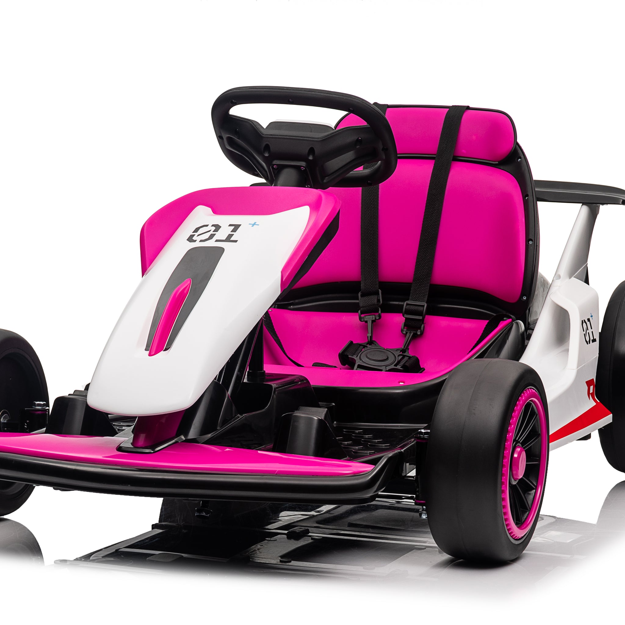 Ride On Go Kart For Kids, 24V7Ah Battery 150W*2 Motors, High Speed Drifting Car, Forward And Backward, Bluetooth, Slow Start Function,High Low Speeds,Music,Mp3,Usb, Horn,Max Load 110Lbs,Pink Pink