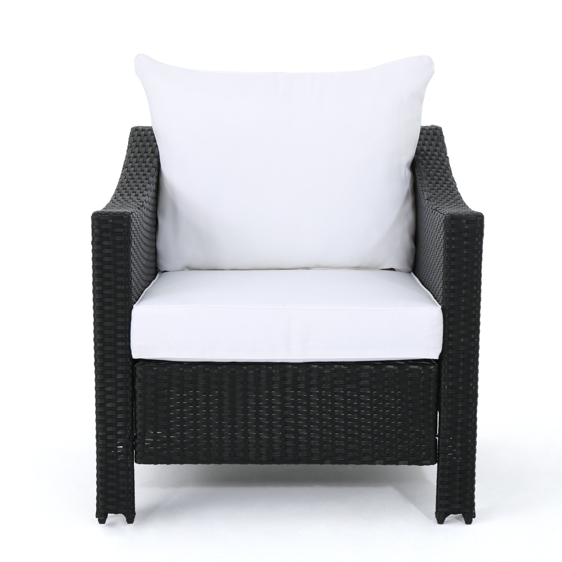 Antibes Armchair Black Pe Rattan Iron Waterproof Fabric