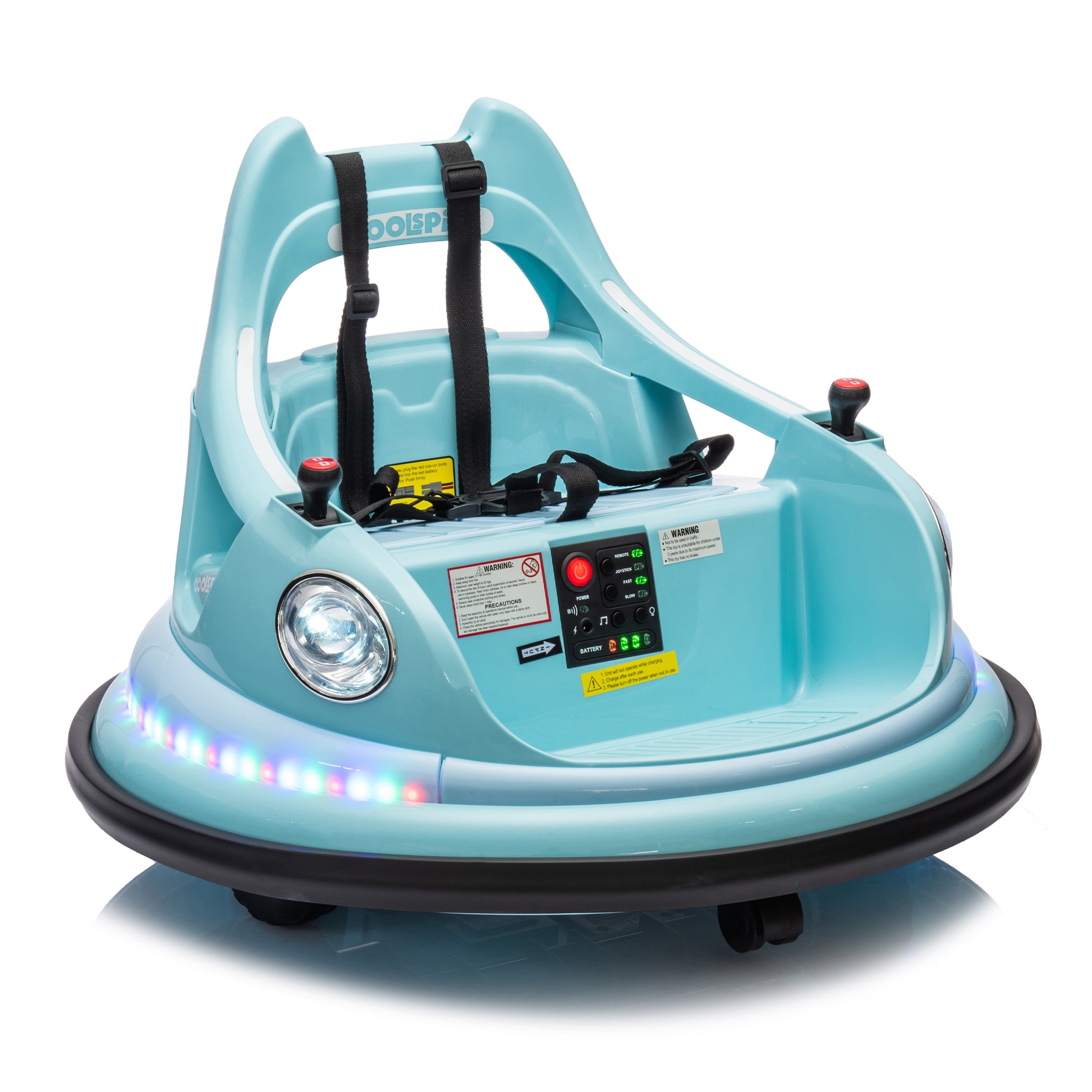 12V Ride On Bumper Car For Kids,Electric Car For Kids,1.5 5 Years Old,W Remote Control, Led Lights, Bluetooth & 360 Degree Spin, Vehicle Body With Anti Collision Paddingfive Point Safety Belt,2Wd Blue Polyethylene