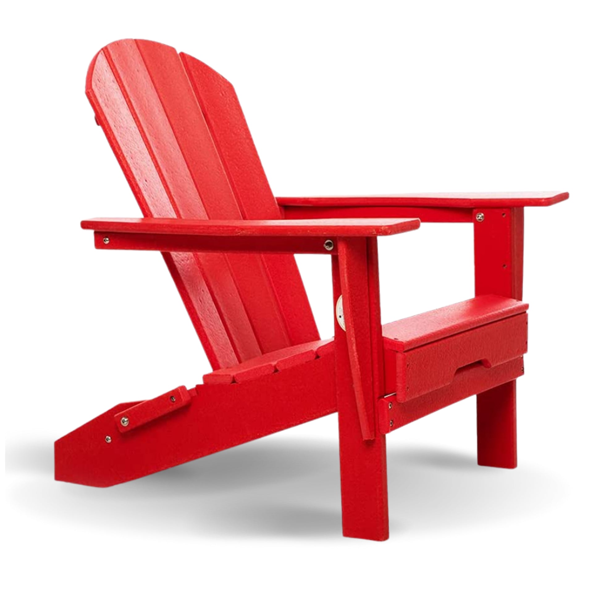 Hdpe Folding Adirondack Chair, Ultra Durable Weather Resistant Design, Easy Folding Design, 300 Lb Capacity, Red Red Hdpe