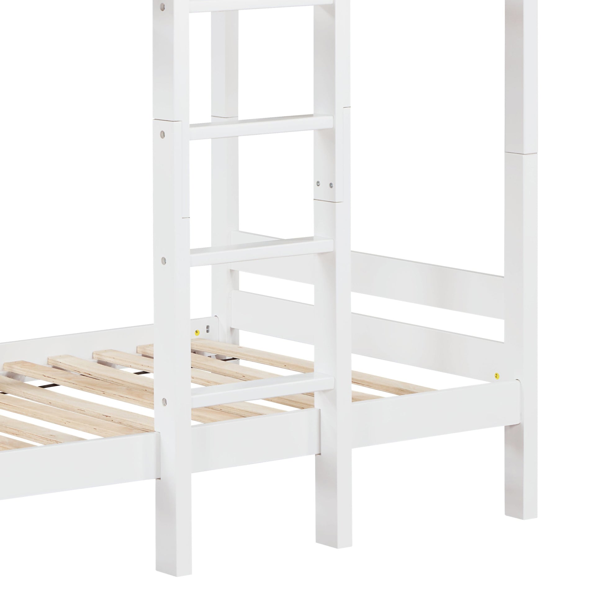 White Twin Twin Bunk Bed With Ladder White Bedroom Wood