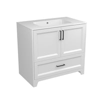 Solid Wood 36 Inch Bathroom Vanity With Single Sink Combo, Modern Vanity Cabinet With 2 Soft Closing Doors & 1 Full Extension Dovetail Drawer White 1 White 2 1 36 To 47 In 32 To 35 In Soft Close Doors Bathroom Freestanding Luxury,Modern 20 25 Inches