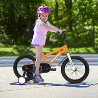 A14114 Kids Bike 14 Inch For Boys & Girls With Training Wheels, Freestyle Kids' Bicycle With Fender. Orange Steel