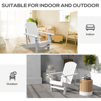 Outsunny Wooden Adirondack Chair, Outdoor Patio Lawn Chair With Cup Holder, Weather Resistant Lawn Furniture, Classic Lounge For Deck, Garden, Backyard, Fire Pit, White White Wood