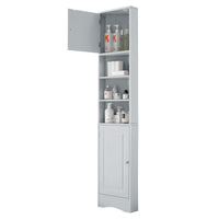 Multi Functional Corner Cabinet Tall Bathroom Storage Cabinet With Two Doors And Adjustable Shelves, Open Shelf, Grey Grey Mdf