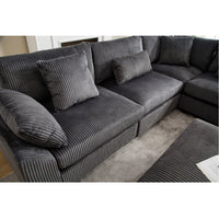 Arrival Oversized Modular Sectional Sofa Couches Set,Corduroy Upholstered Deep Seat Comfy Sofa For Living Room 5 Seat,Dark Gray Dark Gray Fabric 5 Seat