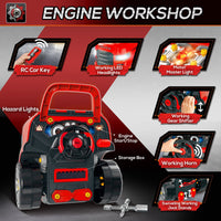 Qaba Kids Truck Engine Toy, Kids Mechanic Car Repair Set, Engine Disassembly Play Workshop, Includes 61 Pieces, Steering Wheel, Horn, Light For 3 5 Years Old, Red Red Abs
