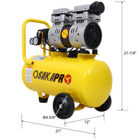 1.5Hp Silent Oil Free Air Compressor 8 Gallon, Oil Free, Electric Shop Air Compressor Portable,Lightweight With Wheels, 70 Dba Noise Level, With Automatic Drain Valve,Yellow Yellow Metal