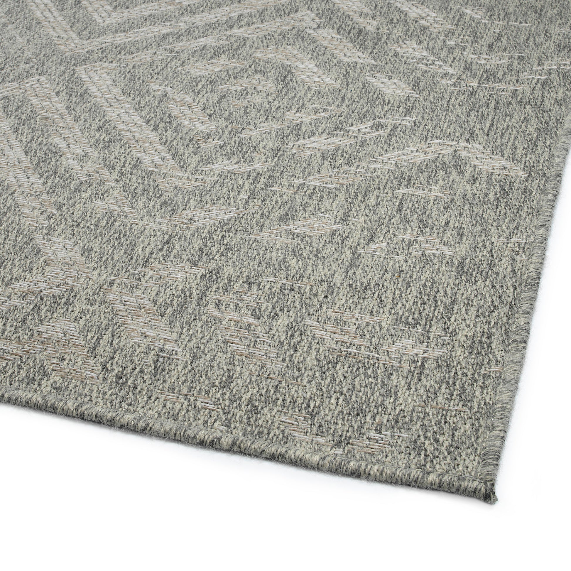 Modern, Transitional, Geometric, Southwestern, Textured High Low Cut & Loop 2' X 6' Runner Silver Polypropylene