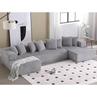 Arrived 131'' Modular Sectional Couch, U Shaped Sofachaise Lounge, Striped Fabric,Upholstered 4 Seater Couch For Living Room, Bedroom, Free Combination Sofa Corduroy , Gray Gray Polyester Primary