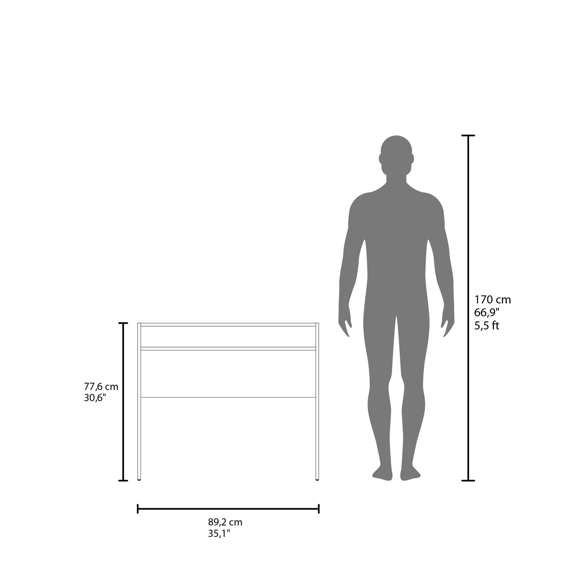 Stella 35" Wide Writing Desk With Shelf White Computer Desk Office Modern Freestanding Rectangular Open Storage Desk Rectangular Particle Board