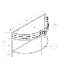 Accent Table, Console, Entryway, Narrow, Sofa, Living Room, Bedroom, Clear Tempered Glass, White Metal, Contemporary, Modern White Metal